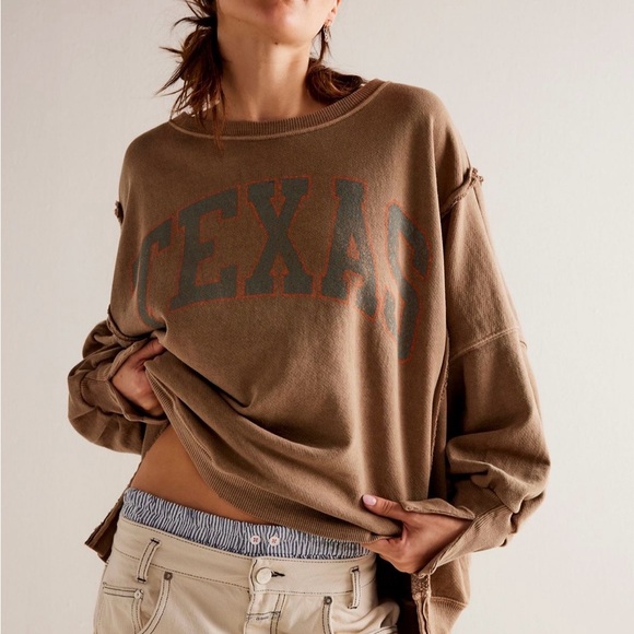 Free People Tops - Free People Brown Texas Sweatshirt
